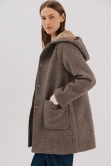 Cortefiel Abrigo paño capucha Multicolor