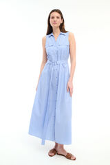 Vila Vestido camisero midi con cintur&oacute;n Azul marino