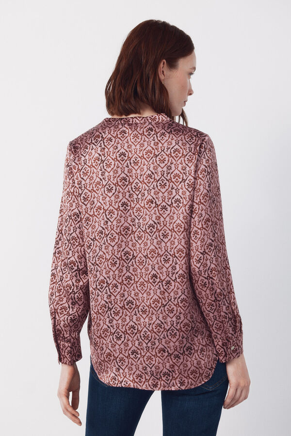 Cortefiel Camisa mandarim de cetim estampada Granada
