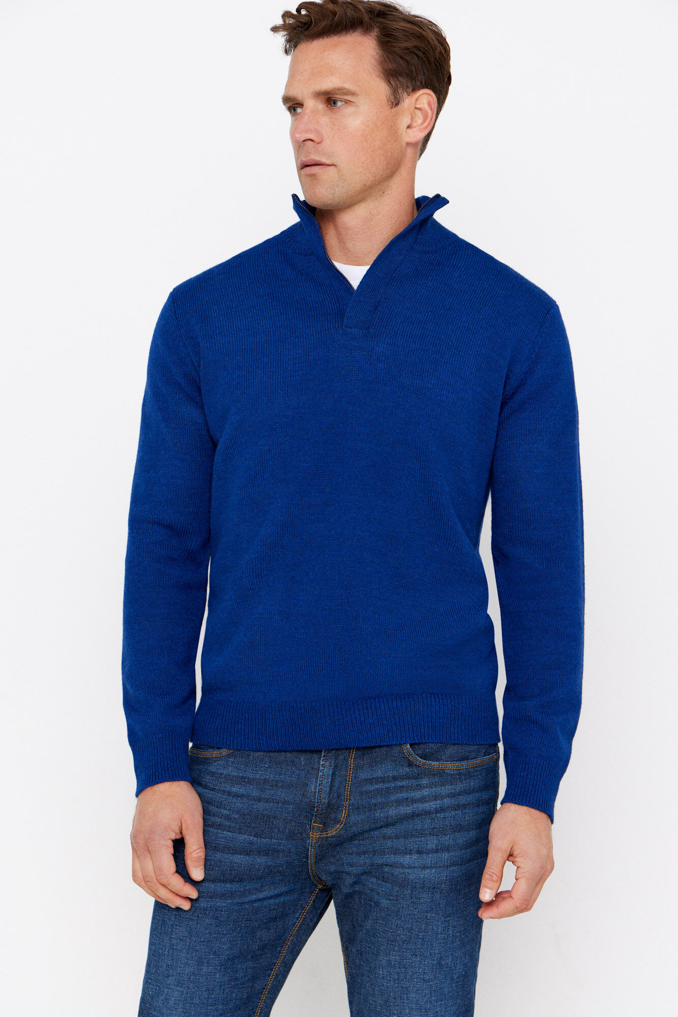 Cortefiel Camisola l&atilde; tor&ccedil;al gola fecho-&eacute;clair