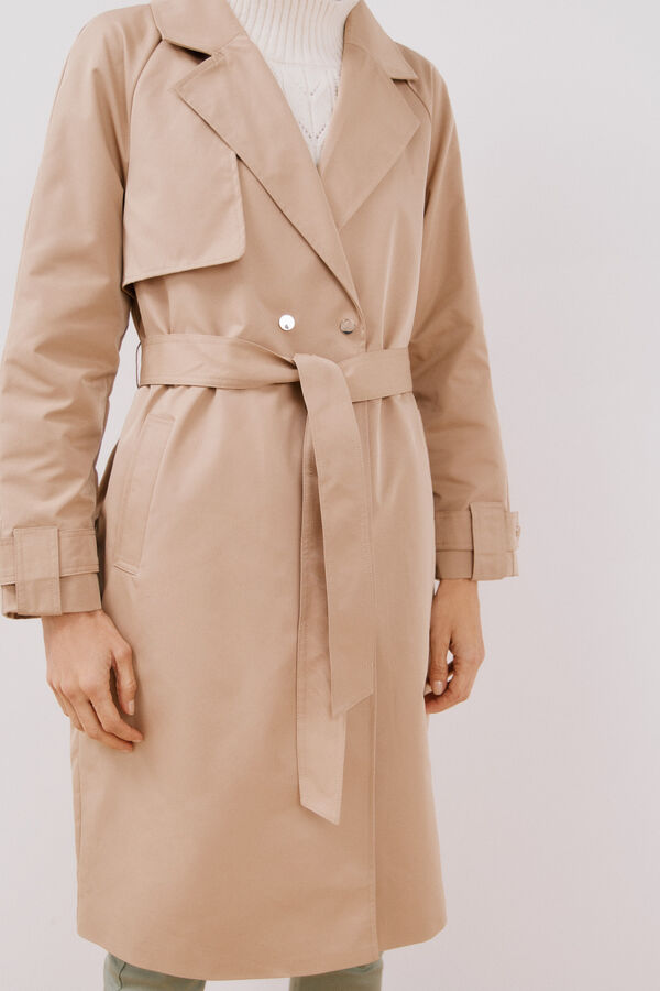 Cortefiel Trench coat longo repelente &agrave; &aacute;gua Tostado