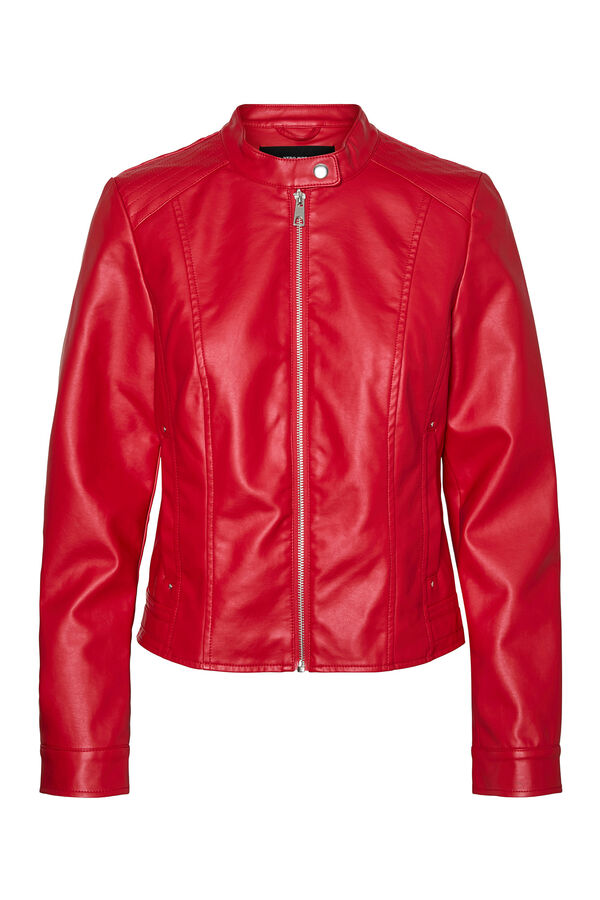 Vero Moda Casaco efeito pele  Vermelho