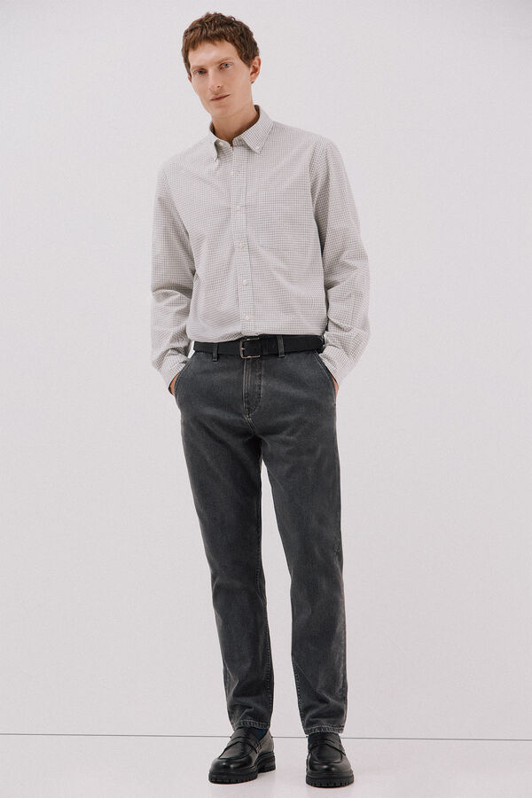 Cortefiel Camisa cuadros popel&iacute;n Gris
