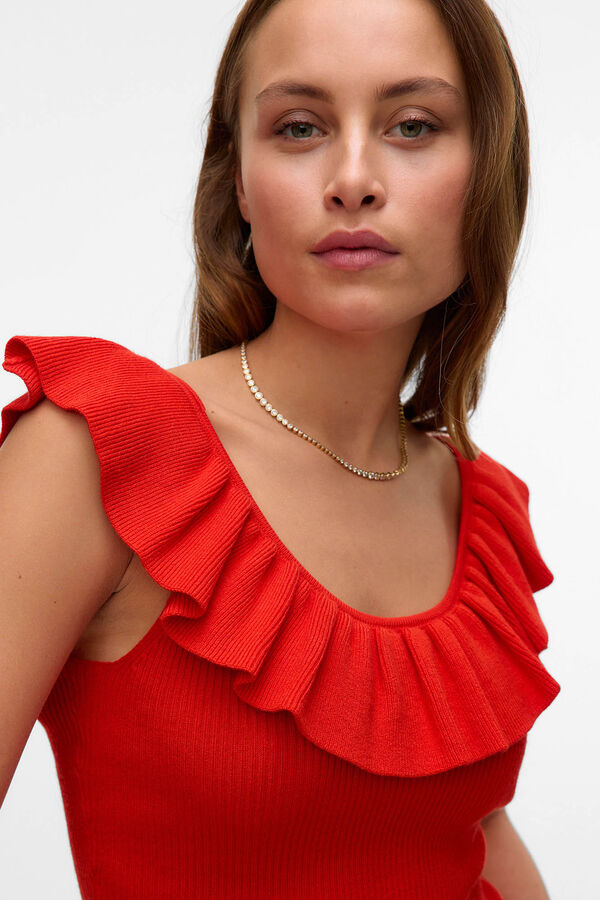 Vero Moda Top tirante grueso y volantes Vermelho