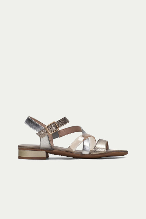 Hispanitas Sandalia plana tiras vinilo/piel LENA Gris