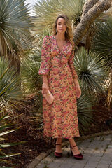 Pol&iacute;n Et Moi Vestido longo floral Tostado