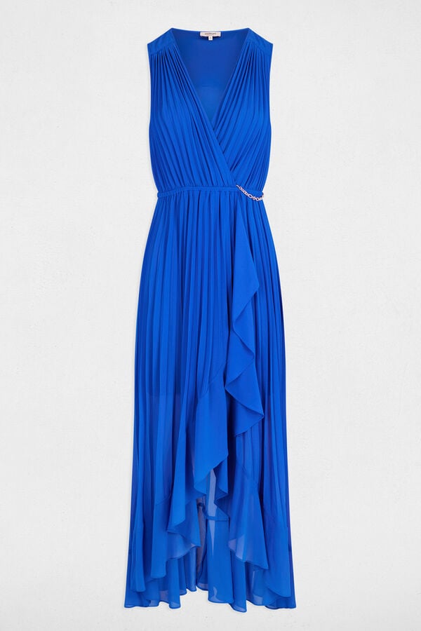 Morgan Vestido longo solto plissado Azul