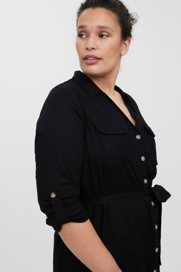 Vero Moda Curve Vestido curto camiseiro cintura subida Preto