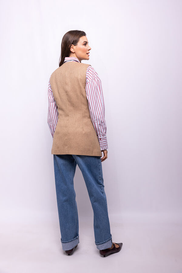 Object Chaleco cruzado tweed Marr&oacute;n