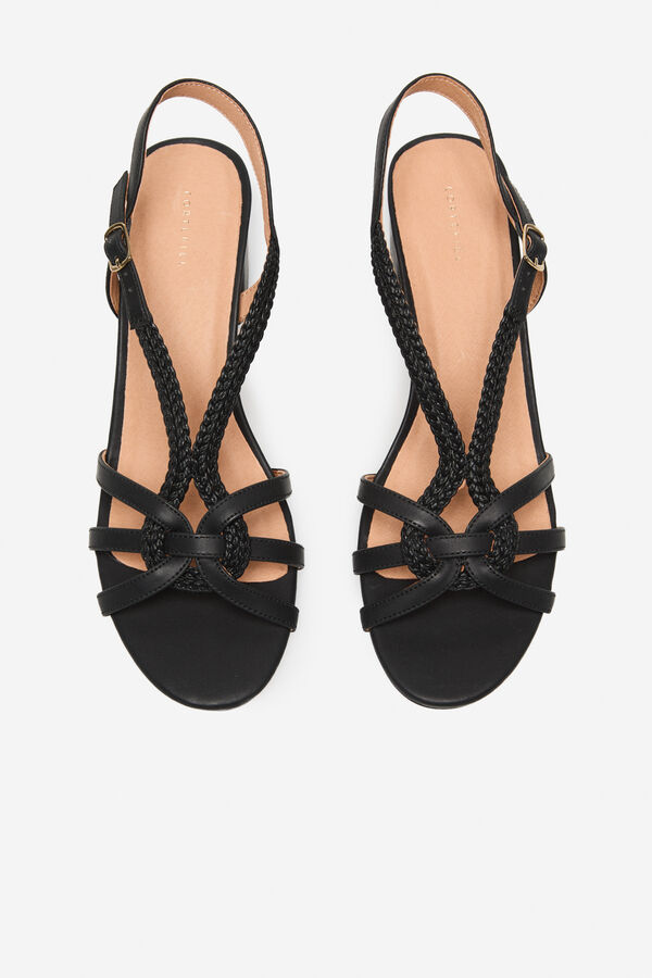 Cortefiel Sandalia tac&oacute;n tira trenzada Negro