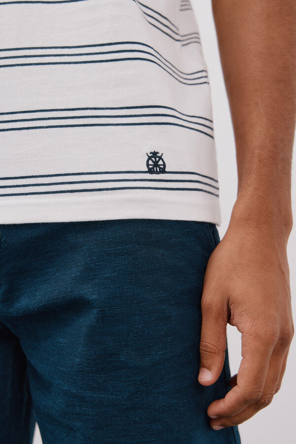 Cortefiel polo de rayas cuello estructura Blanco
