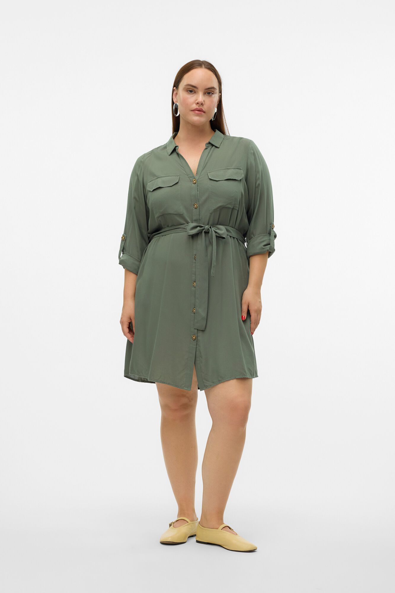 Vero Moda Curve Vestido curto camiseiro cintura subida