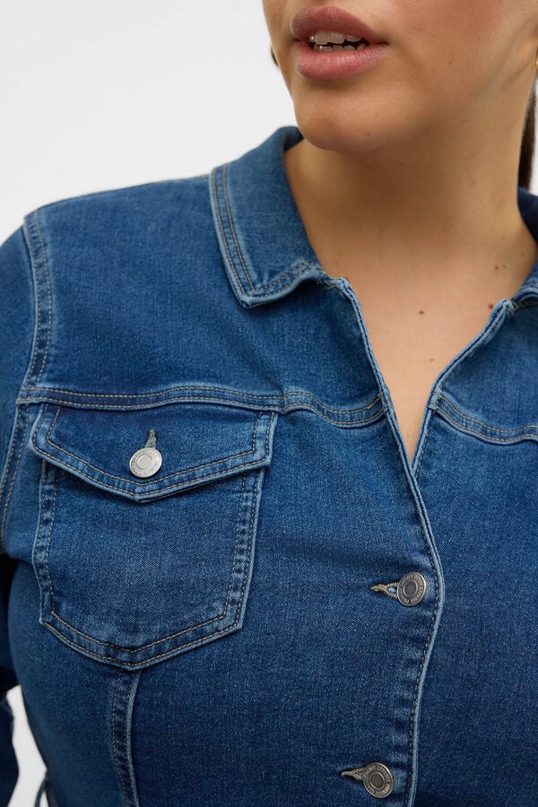 Vero Moda Curve Vestido midi de manga larga denim talla grande Azul