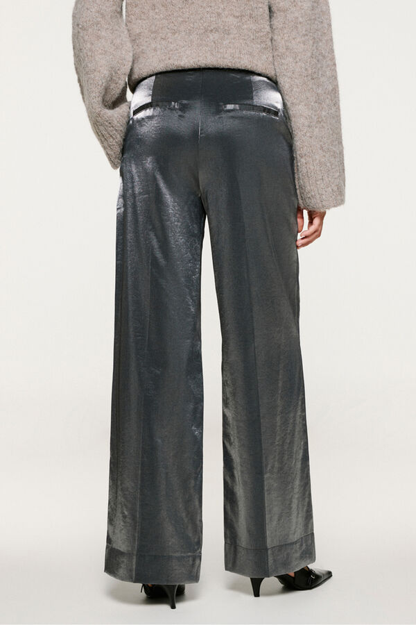 Selected Pantal&oacute;n efecto metalizado Negro