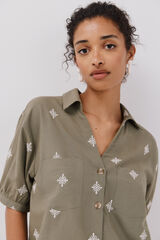 Cortefiel Camisa manga curta Verde