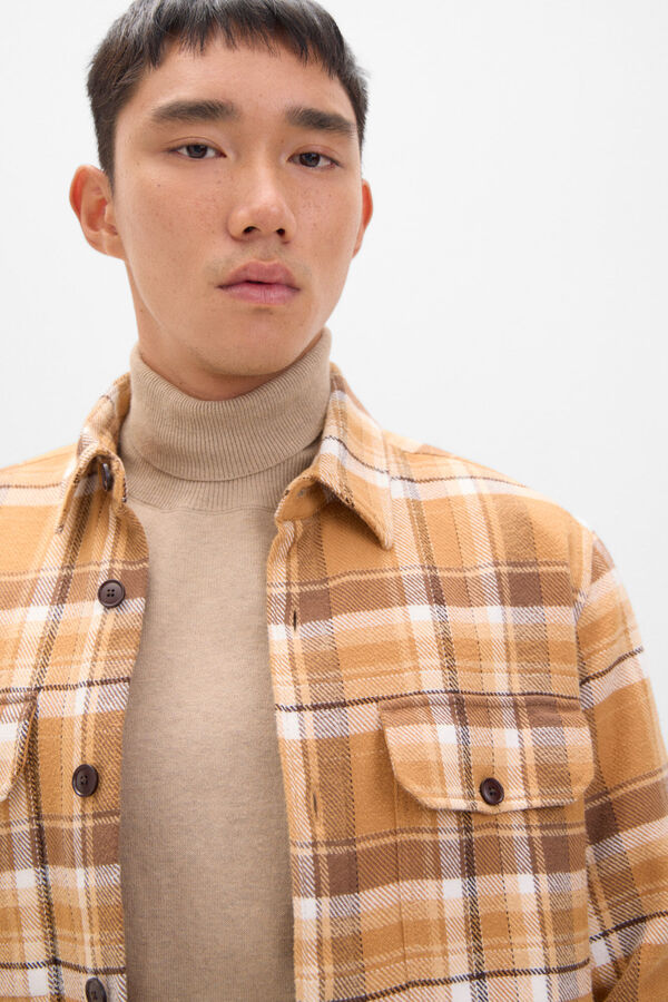 Cortefiel Sobrecamisa acolchoada xadrez Dourado