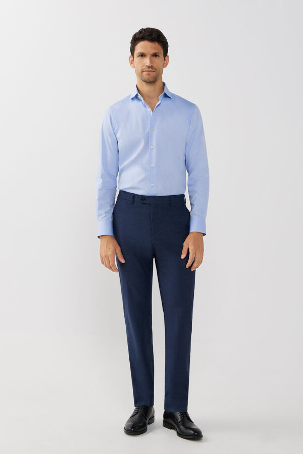 Cortefiel Camisa vestir lisa f&aacute;cil plancha Azul