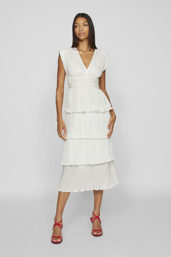 Vila Vestido de novia midi con volantes Blanco