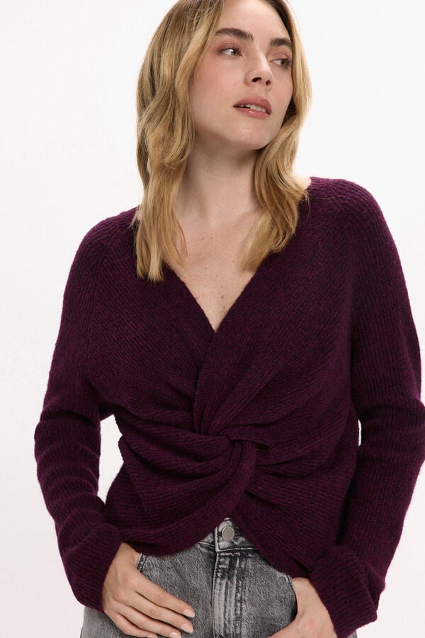 Vila Jersey de lana reversible Morado