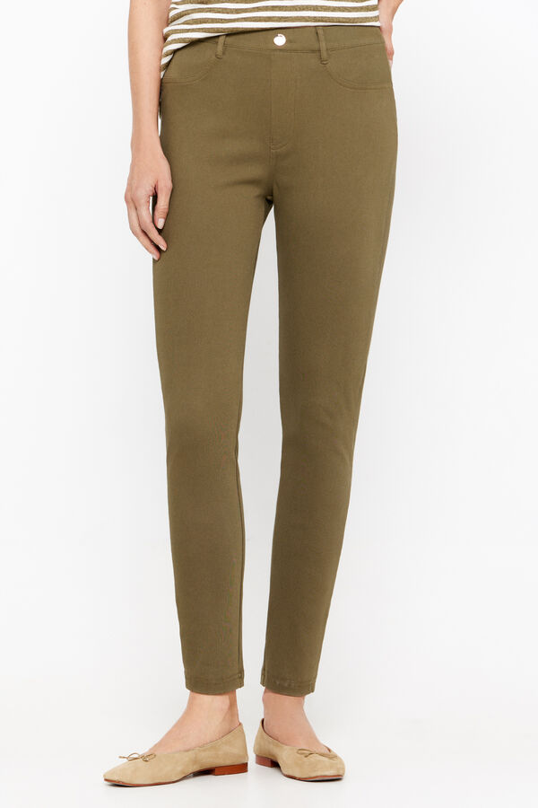 Cortefiel Pantal&oacute;n punto jacquard Kaki