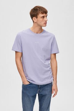 Cortefiel Camiseta de manga corta con logo frontal de algodón orgánico Lila