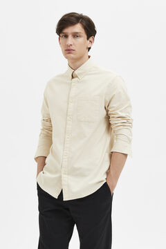 Cortefiel Camisa de manga comprida com bolso 100% algodão Castanho
