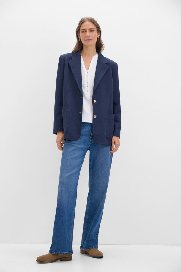 Cortefiel Blazer de punto piqu&eacute; Azul marino