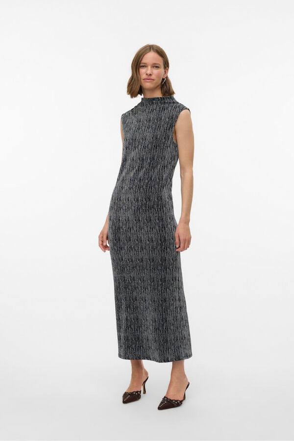 Vero Moda Vestido largo con brillos de manga sisa Gris