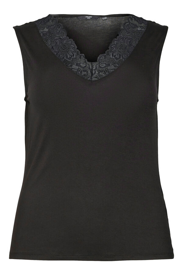 Vero Moda Curve Top sin mangas con encaje talla grande Negro