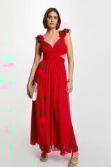 Morgan Vestido comprido reto folgado Vermelho