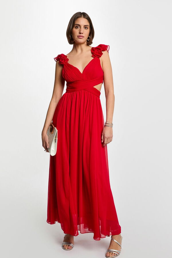 Morgan Vestido comprido reto folgado Vermelho