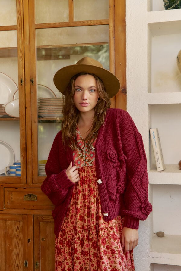 Jaase C&aacute;rdigan de punto Vino