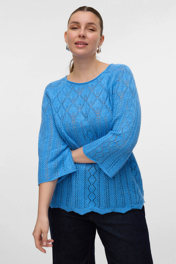 Vero Moda Curve Jersey detalles calados talla grande Azul