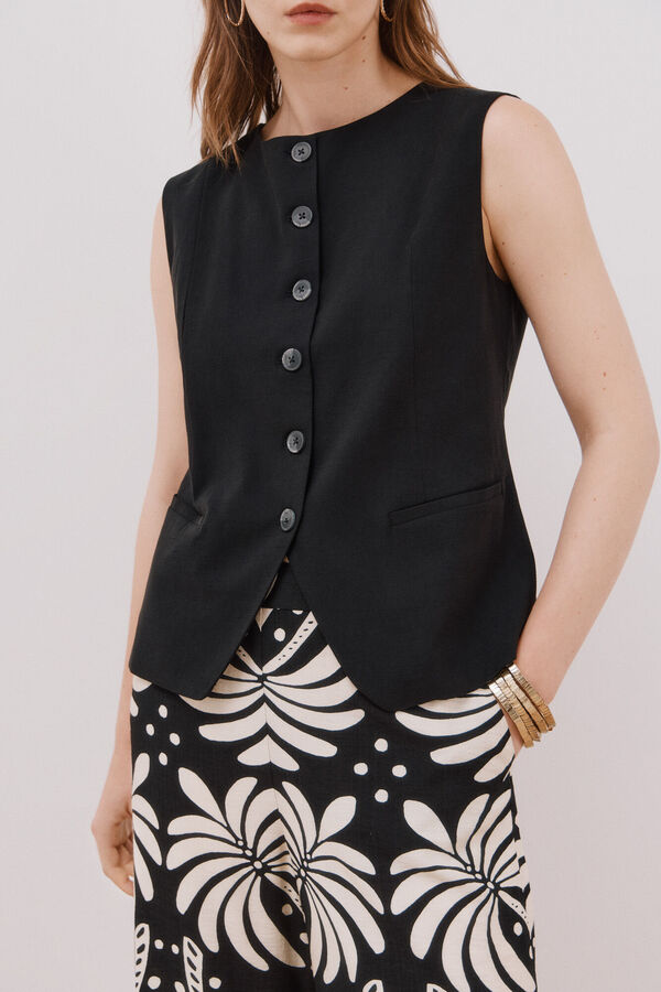 Cortefiel Colete gola redonda Preto