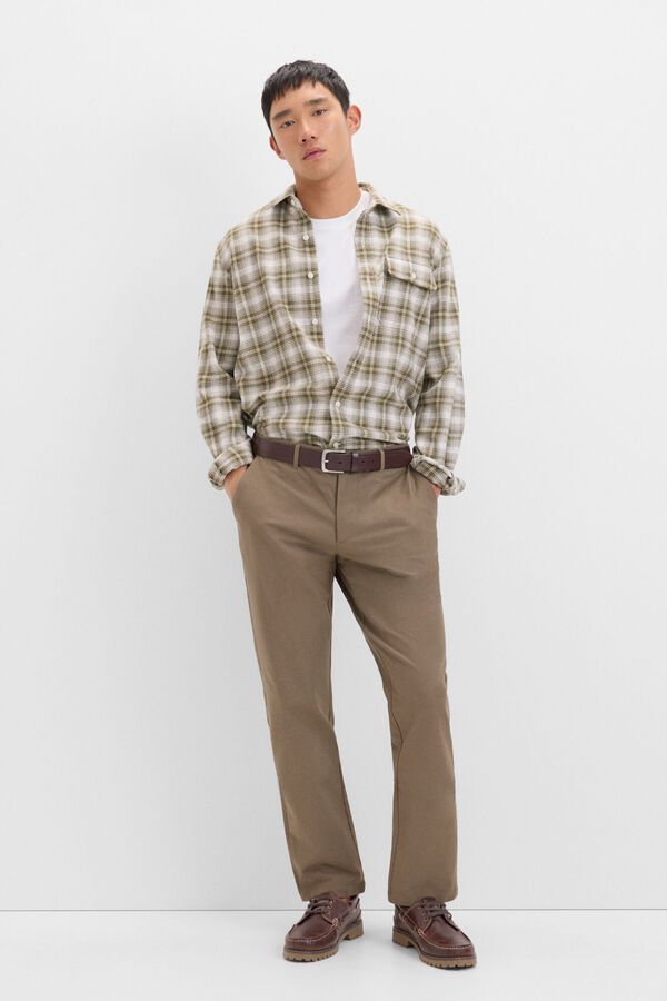 Cortefiel Camisa de flanela com padr&atilde;o de xadrez Verde