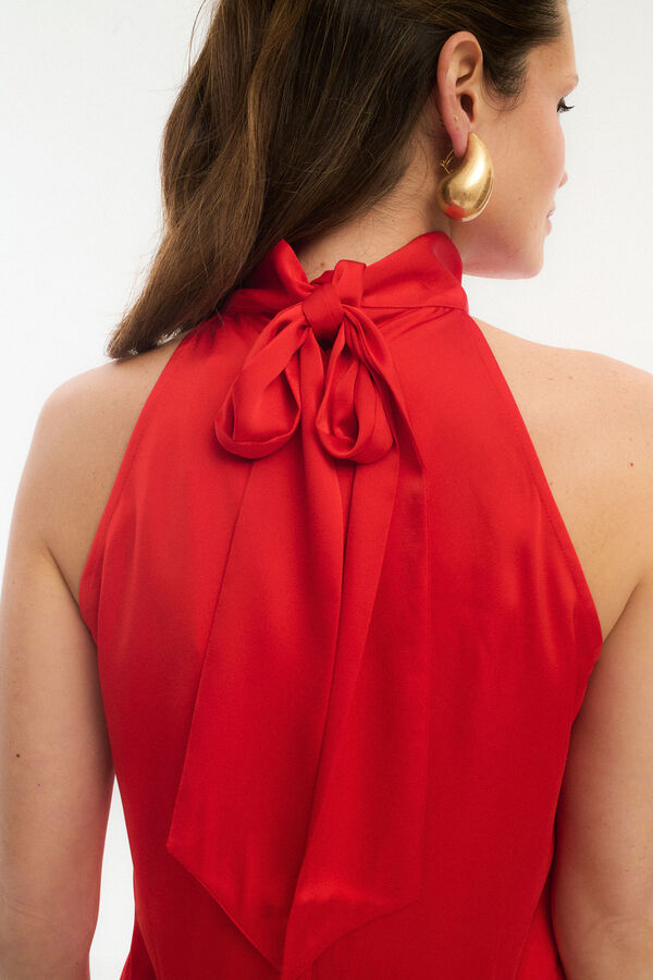 Vila Short satin dress Vermelho