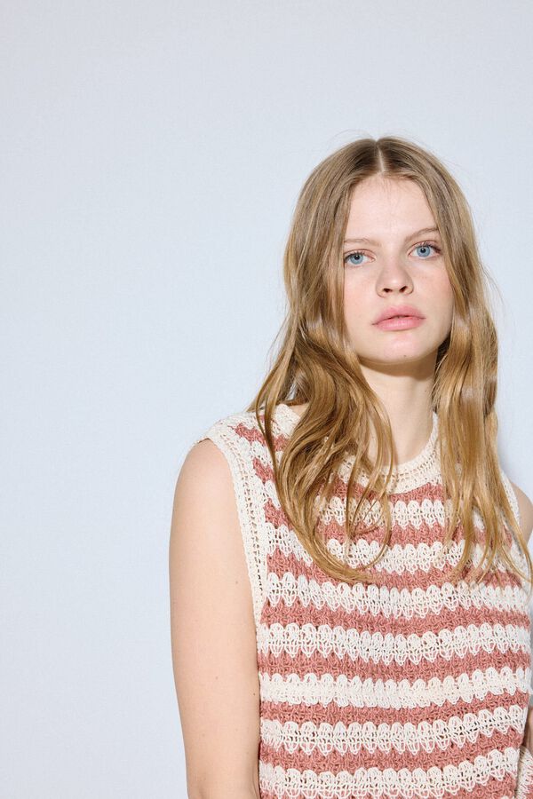 Slowlove Top riscas de crochet Castanho