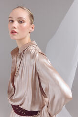 Slowlove Blusa em tecido laminado prata Dourado