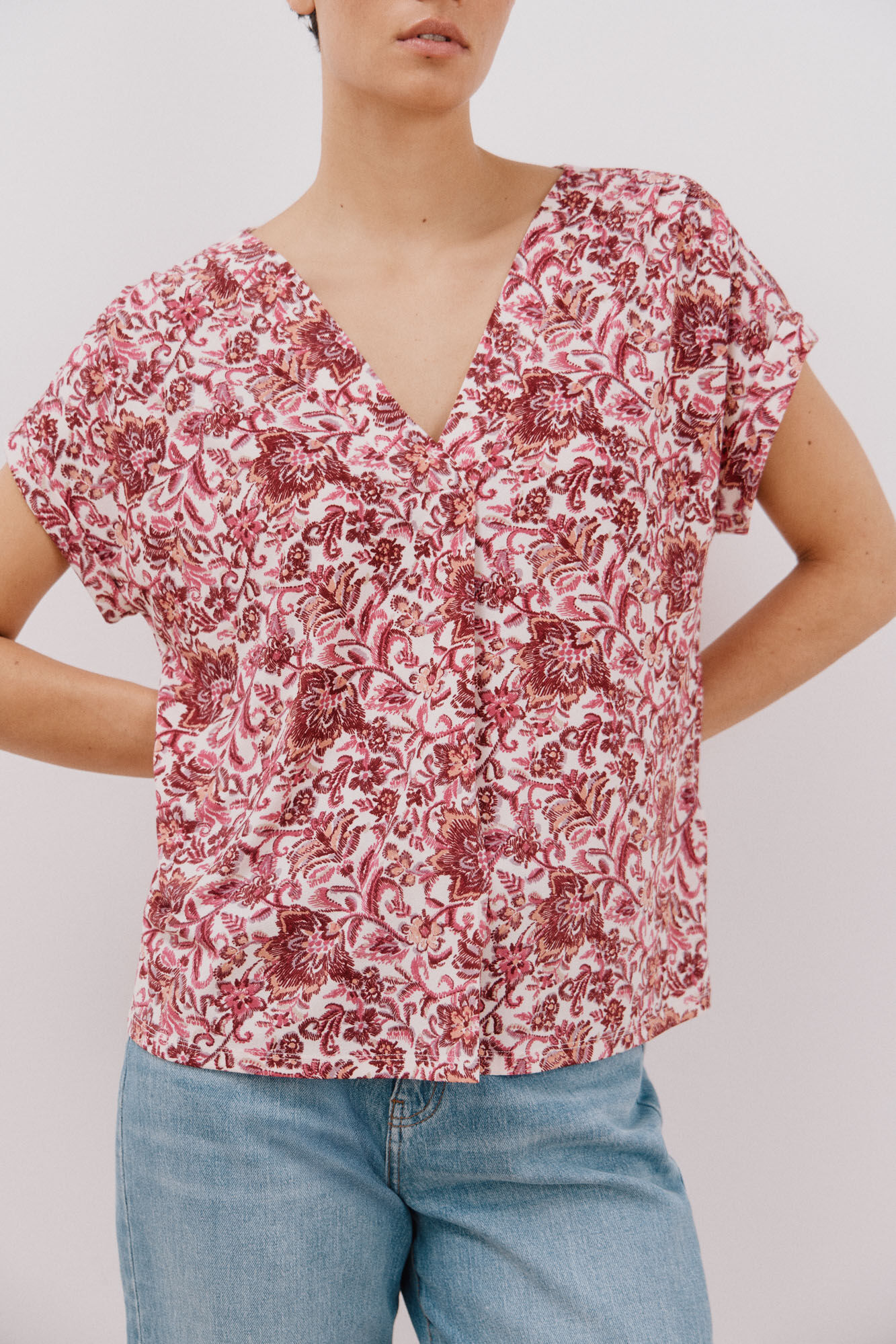 Cortefiel Top pico estampada