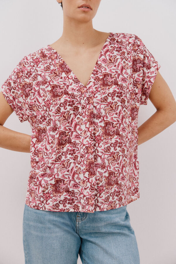 Cortefiel Top pico estampada Estampado blanco