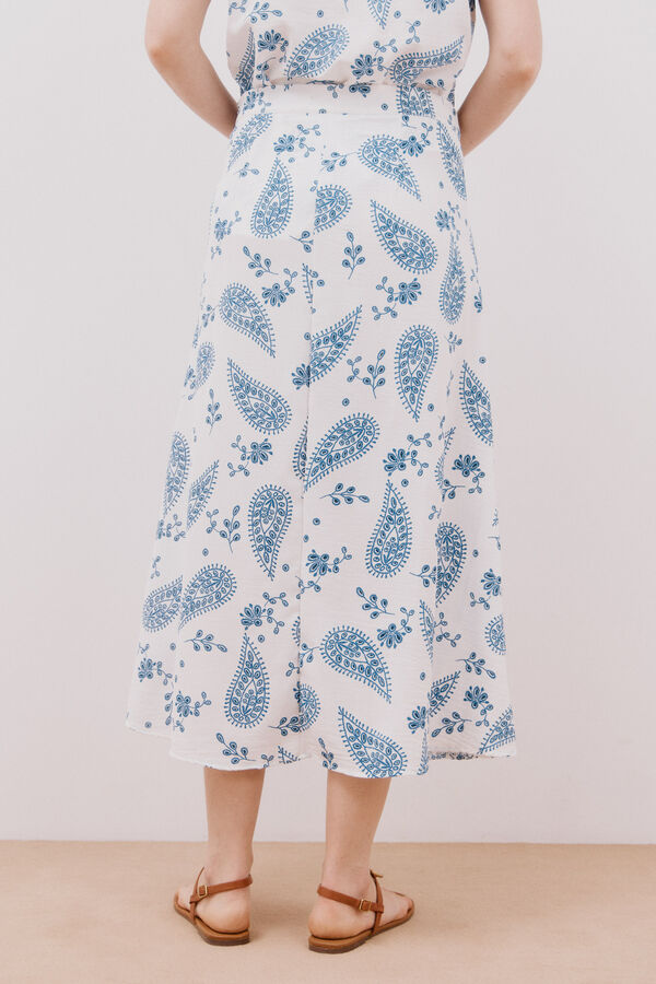 Cortefiel Saia midi evasê estampada Branco