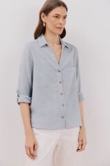 Cortefiel Camisa algod&oacute;n estampada Azul