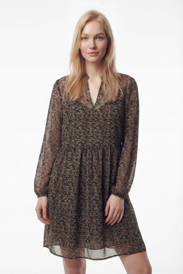 Vila Vestido curto de chiffon Preto