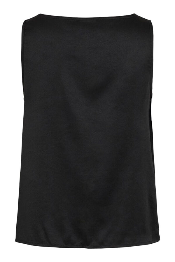 Vila Blusa satinada escote waterfall Negro