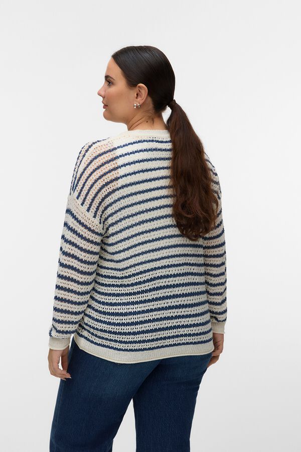 Vero Moda Curve Camisola de malha fina vazada tamanho grande Tostado