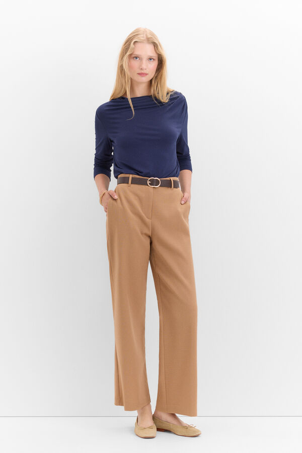 Cortefiel Camiseta con pliegues en hombro Azul marino