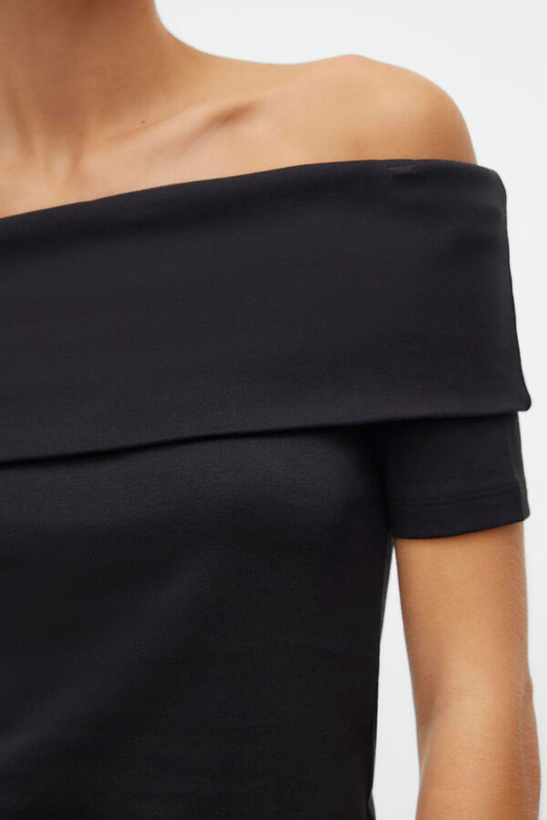 Vero Moda Top Bardot de manga corta Negro