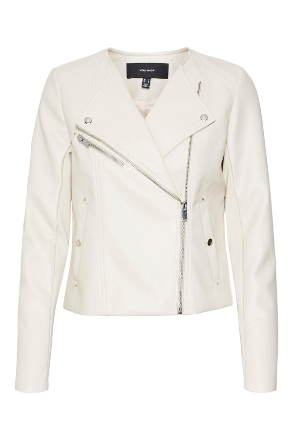 Vero Moda Cazadora biker de polipiel de mujer Gris