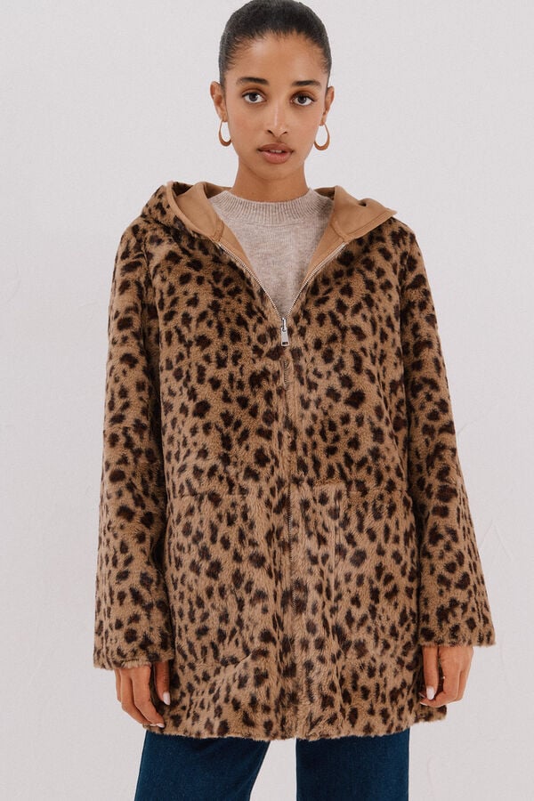 Cortefiel Abrigo efecto doble faz reversible Beige