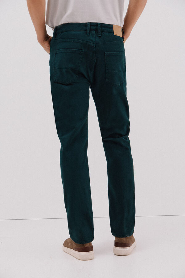 Cortefiel Pantal&oacute;n 5 bolsillos color regular fit Verde oscuro